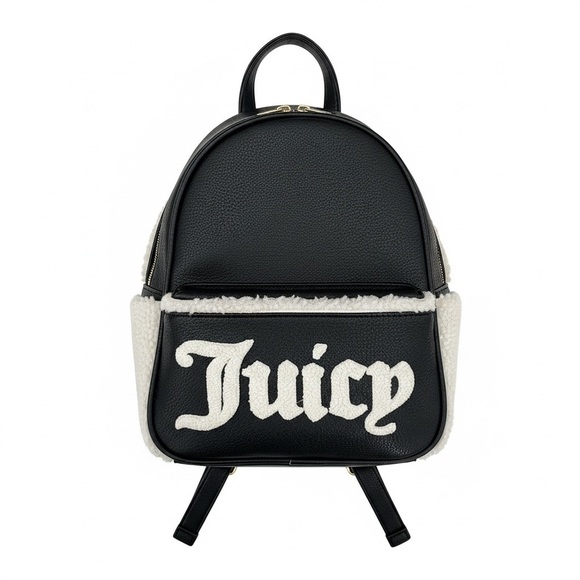 JUICY COUTURE Black White Sherpa Backpack Logo Lining R $150 main image 5